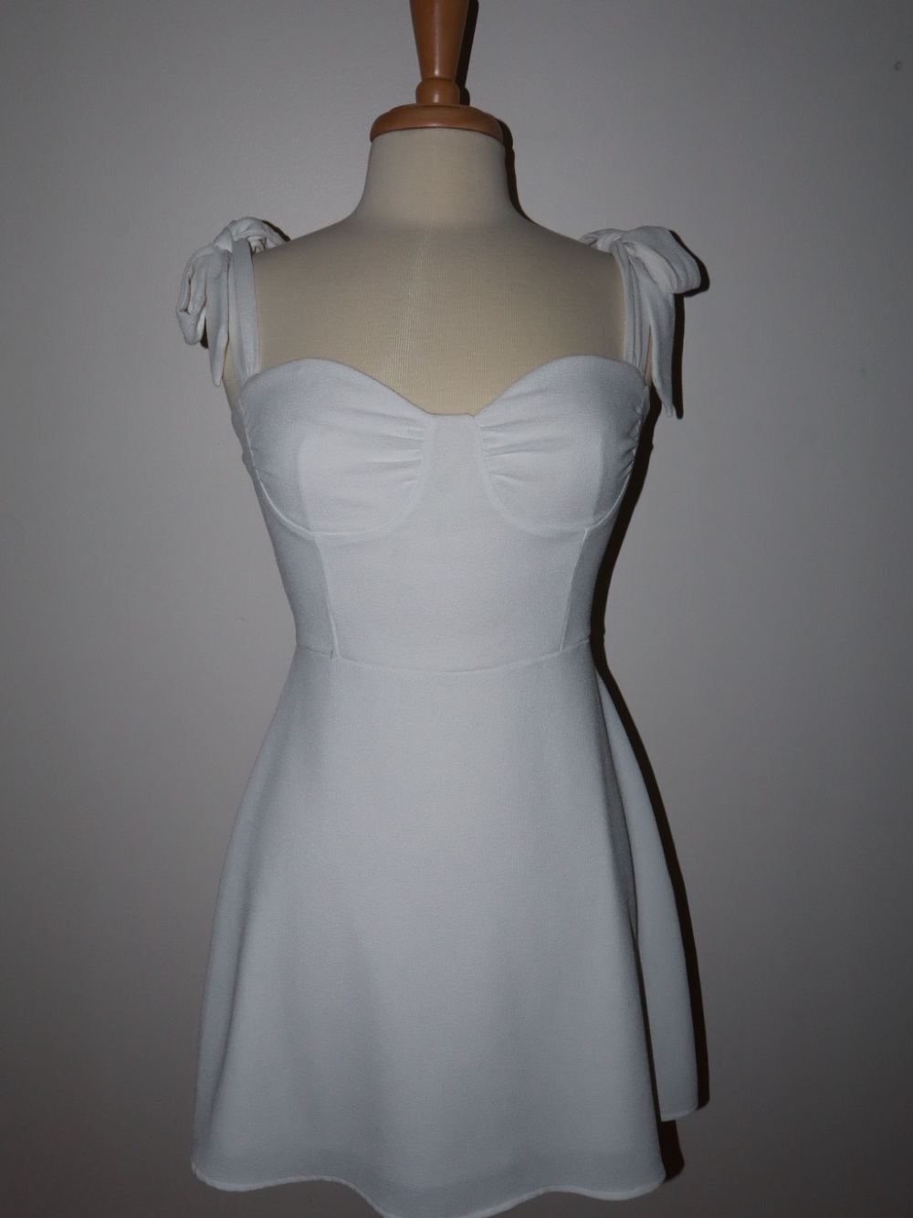 White Tie-Shoulder Mini Dress